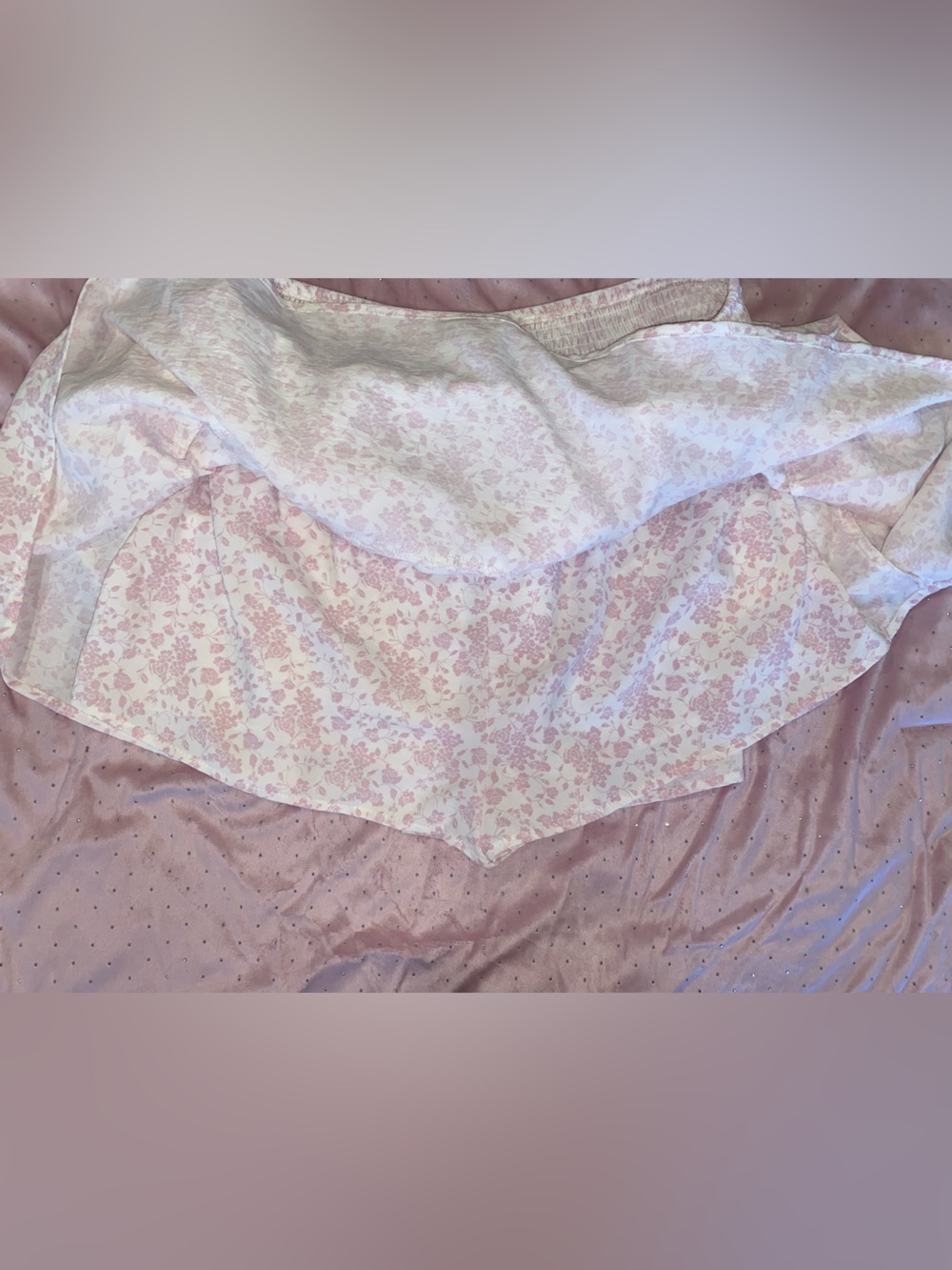 Altar’d State Pink and Ivory Floral Tiered Ruffle Mini Skirt w/ Built in Shorts - Picture 5 of 5